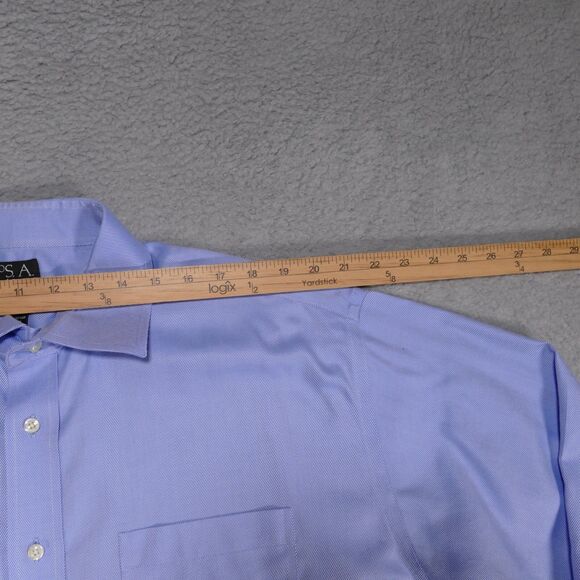 Jos A Bank Signature Button Shirt Men 17 - 33 Blue Button Up Long Sleeve - Picture 10 of 16